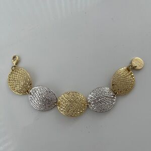 1AR by Unoaerre Fine Silver & Gold Duotone Oval Mesh Disc Bracelet